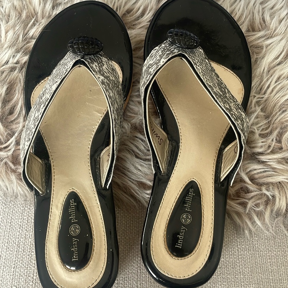 Three pairs of Lindsay Phillips Sandals w/lots of straps